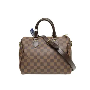 Pre-owned Louis Vuitton leather Tote Bags 【zanna】 Speedy 25 with Shoulder Strap Brown Check PVC