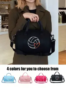 Heart-Shaped Volleyball Cylinder Bag, Durable Canvas Multi-Color Backpack, Large Capacity Adjustable Shoulder Strap, Sports Training Commute Bag