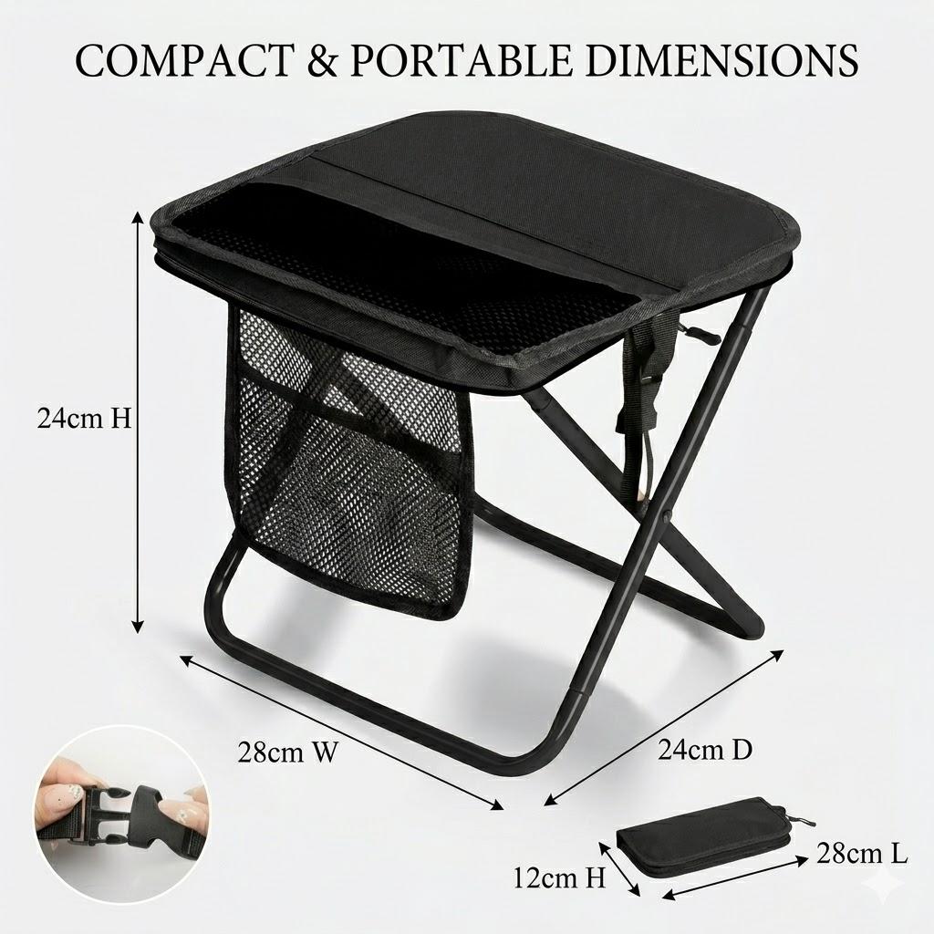 Portable Folding Fishing Stool Mini Camping Chair, Ultralight Compact Stool for Outdoor Hiking, Lightweight Small Seat with Carry Bag, Collapsible Pocket Bench for Travel, Concerts, and Gardening