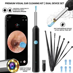 1080P HD Ear Wax Removal Tool with Camera, 6 Ear Spoon Set, Rechargeable USB/Battery Dual Power, tar Cleaning Device for Safe Ear Care Ear Wax Removal Kit Wireless Visual Ear Cleaner Earwax Removal Kit earwax removal tool smart Waterproof endoscope