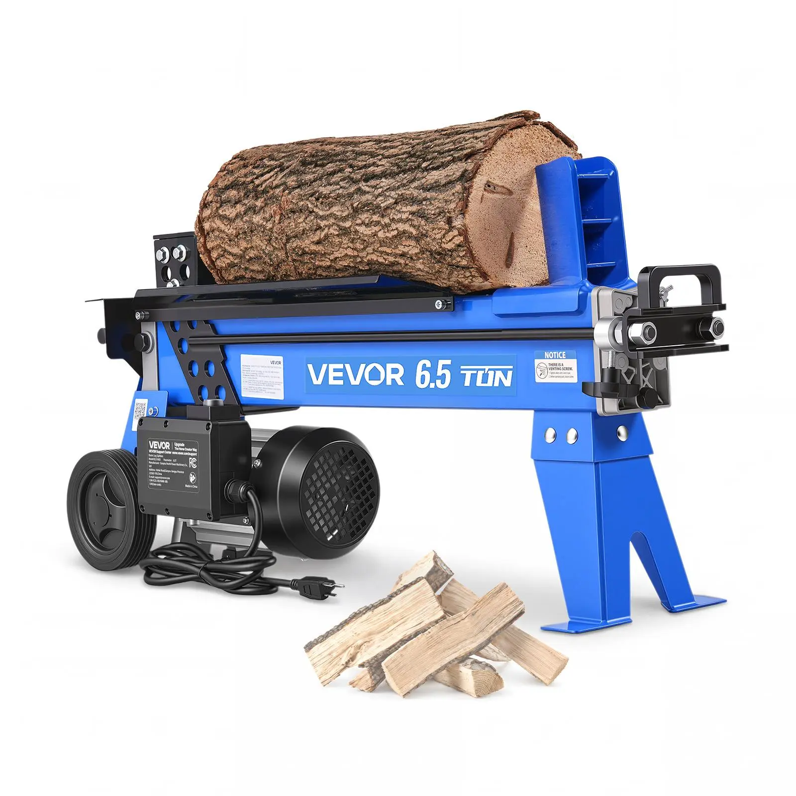 #Gift VEVOR Electric Log Splitter 6.5 Ton 15 Amp 1.98 HP Motor Wood Splitter,for Home Yard Forestry Harvesting,Kindling Cutting,3400 RPM Portable Firewood Splitting Machine with Hydraulic Ram & Wheels#BFCM