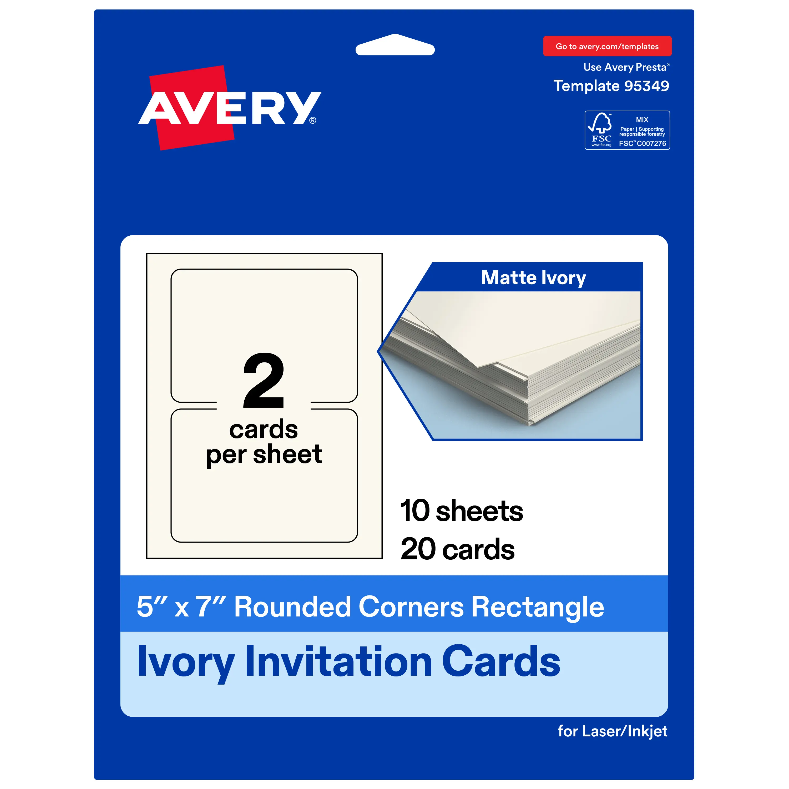 Avery Matte Ivory Invitation Cards, 5" x 7" Rectangle Rounded Corners