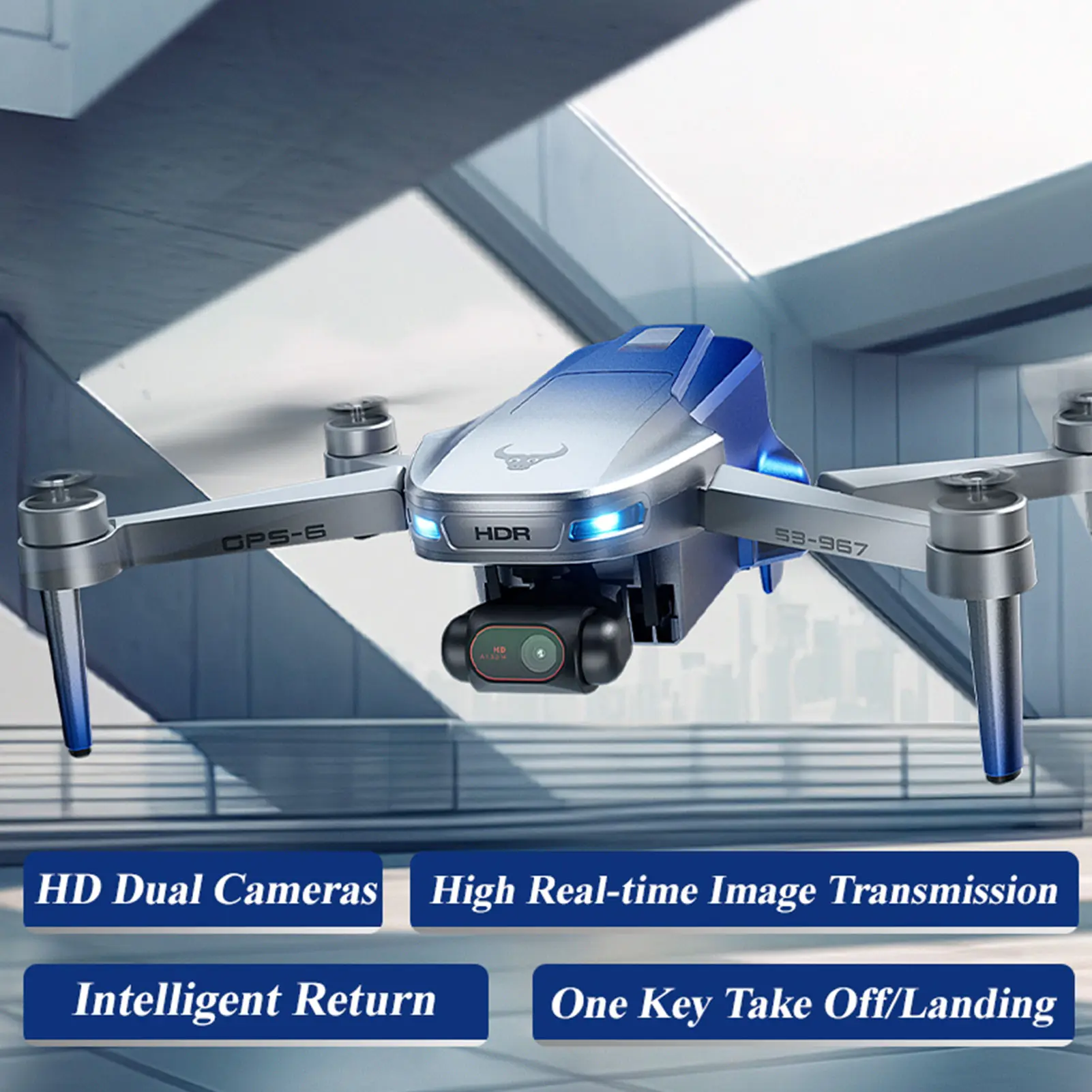 GPS Folding Drone With 4K Dual Lens, Brushless RC Quadcopter with Parking Apron for Beginners, 360° Obstacle Avoidance, Optical Flow Hovering, Trajectory Flight, Surround Flight, Intelligent Return, One Key Take Off/Landing, Real-time Image Transmission