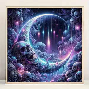 Skull & Moon Pattern DIY Diamond Arts Colorful Painting Kit without Frame, DIY 5D Diamond Arts Colorful Painting Kit, Wall Art Decor for Home, Handicraft, Diamond Painting Kits