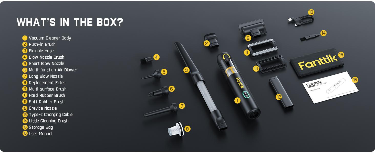 Fanttik V8 Apex Cordless Car Vacuum High Power, 19000Pa, RobustClean Mini Vacuum with Flexible Hose and Pet Brush, 2H Fast Charge, Portable Vacuum for Car Interior Home Cleaning Cleaner Automotive Summervibes summerwins,dorm essentials,home essentials