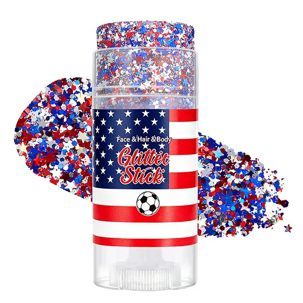 4th of July Glitter Stick | Red, White & Blue Body & Hair Sparkle for Independence Day Party, Festival & Fun Holiday Look