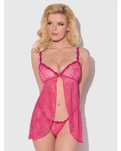 Yvone Lace Babydoll w/Front Closure & G-String 2 pc Set