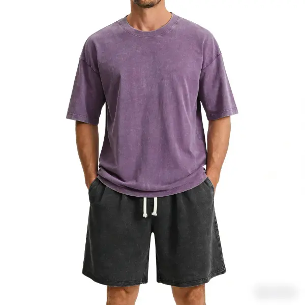 Purple + washed black shorts