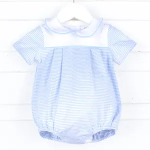 Blue Stripe Collared Bubble - Soft Knit Baby & Toddler Boys Outfit