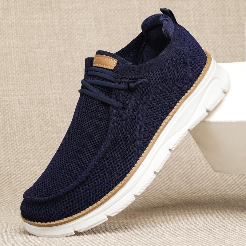 Men's Casual Mesh Breathable Solid Color Slip On Shoes Lightweight Comfortable Sports Running Loafers Knitted Mesh Platform Sneakers Boy Footwear Sneaker Closed Training Runner Athletic Trainer