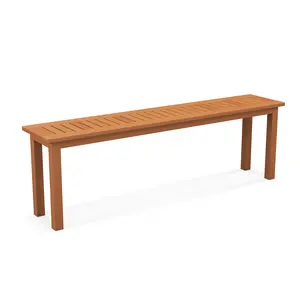 COSTWAY - Outdoor 59 Inch Long Patio Dining Backless Wooden Bench with Teak Oil Finish