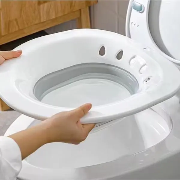 Foldable Sitz Bath for Toilet Seat - Postpartum & Hemorrhoids Care Accessories, Yoni Steam Seat, Temperature-Resistant Portable Bidet, Epsom Salt Soak Basin, Universal Fit