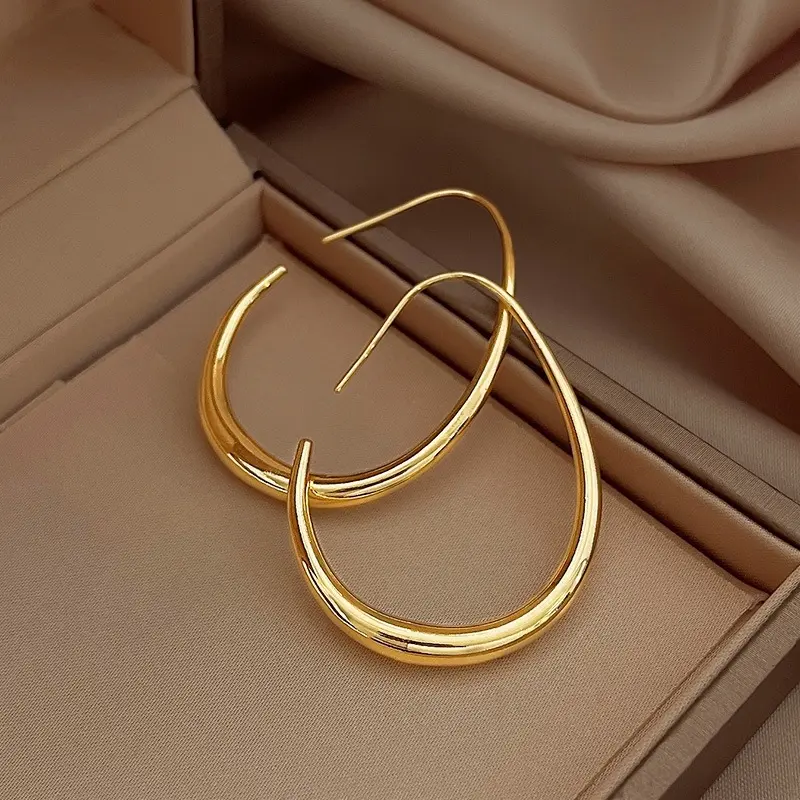 1 Pairs Gold/Silver Hoop Earrings For Women Set Trendy, Gold Chunky Huggie Hoop Earings Pack,Oval Twisted Statement Silver Hoops,Fashion Jewelry Gift