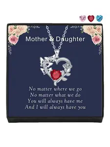 Rose Butterfly Weave Heart · Pink Flame Original luxury heart & butterfly gem necklace, elegant and delicate.Comes with a card for Mom or daughter.Perfect mysterious gift for your daughter and ideal for Mother’s Day.