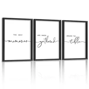Set of 3 Framed Wall Art Memories Around the Table Farmhouse Wall Decor 11”x14” Kitchen Wall Decor for Dining Room Decor Wood Signs