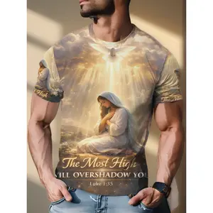 Christian Faith T-Shirt with The Most High Scripture And Dove Illustration Inspirational Religious Apparel Suitable for Church Events, Spiritual Gatherings, Plus Size