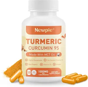 Turmeric Curcumin Supplement with MCT Oil 50mg,120 Capsules 1000mg Turmeric Extract 95% Curcuminoids,Fat Soluble Vitamin C,Bee Propolis, Ginger,Vitamin D3,Zine,Non-GMO, Gluten Free (1)