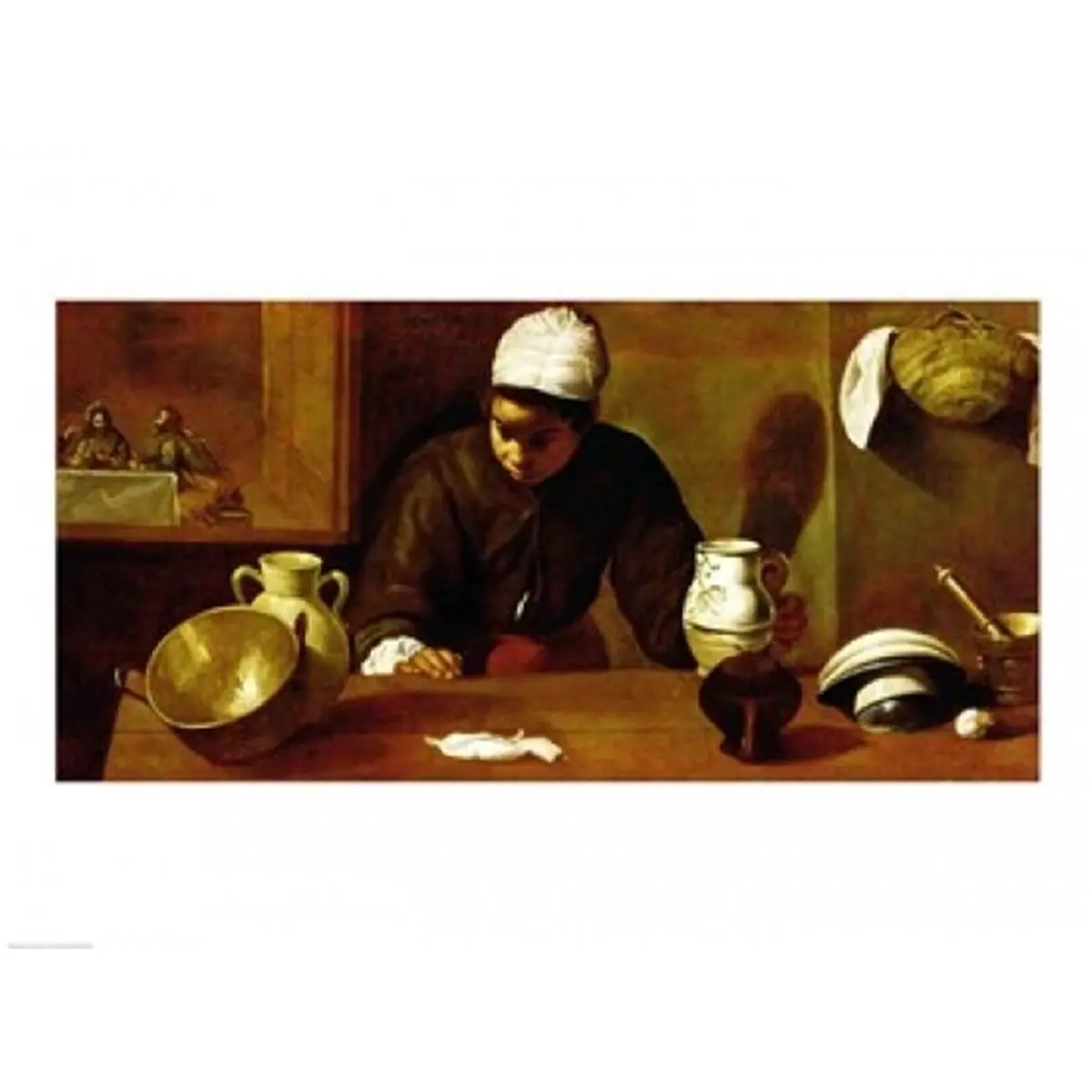 Large Artistic Diego Velazquez Kitchen Maid with The Supper at Emmaus c.1618 Poster Print - 36x24 in Home Decoration, Thoughtful Home Supplies Gift for Room