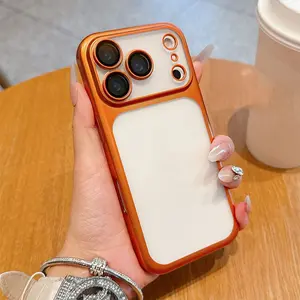Electroplated Transparent Matte PC Protective Phone Case for iPhone 17/17 Air/16 Pro Max/15/14 Plus/13/12/11 Pro Max, Lens Protection, Original Feel