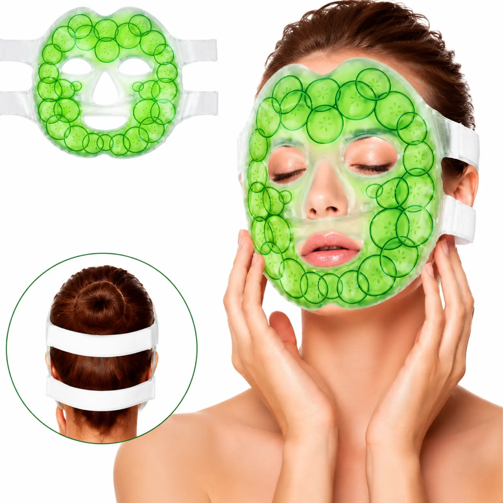 Face Ice Gel Pack with Wrap - Reusable Hot Cold Compress for Skin Care, Puffiness Eyes, Swollen Face, Cold Face Mask Gel Pack Pain Relief for Migraines, Injuries, Inflammation, Sinus Headaches, Stress