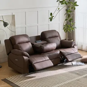 cushion In-Stock Modern Living Room Furniture Leather Electric 3-Seater Recliner Sofa Set for Comfort and Style Free Delivery