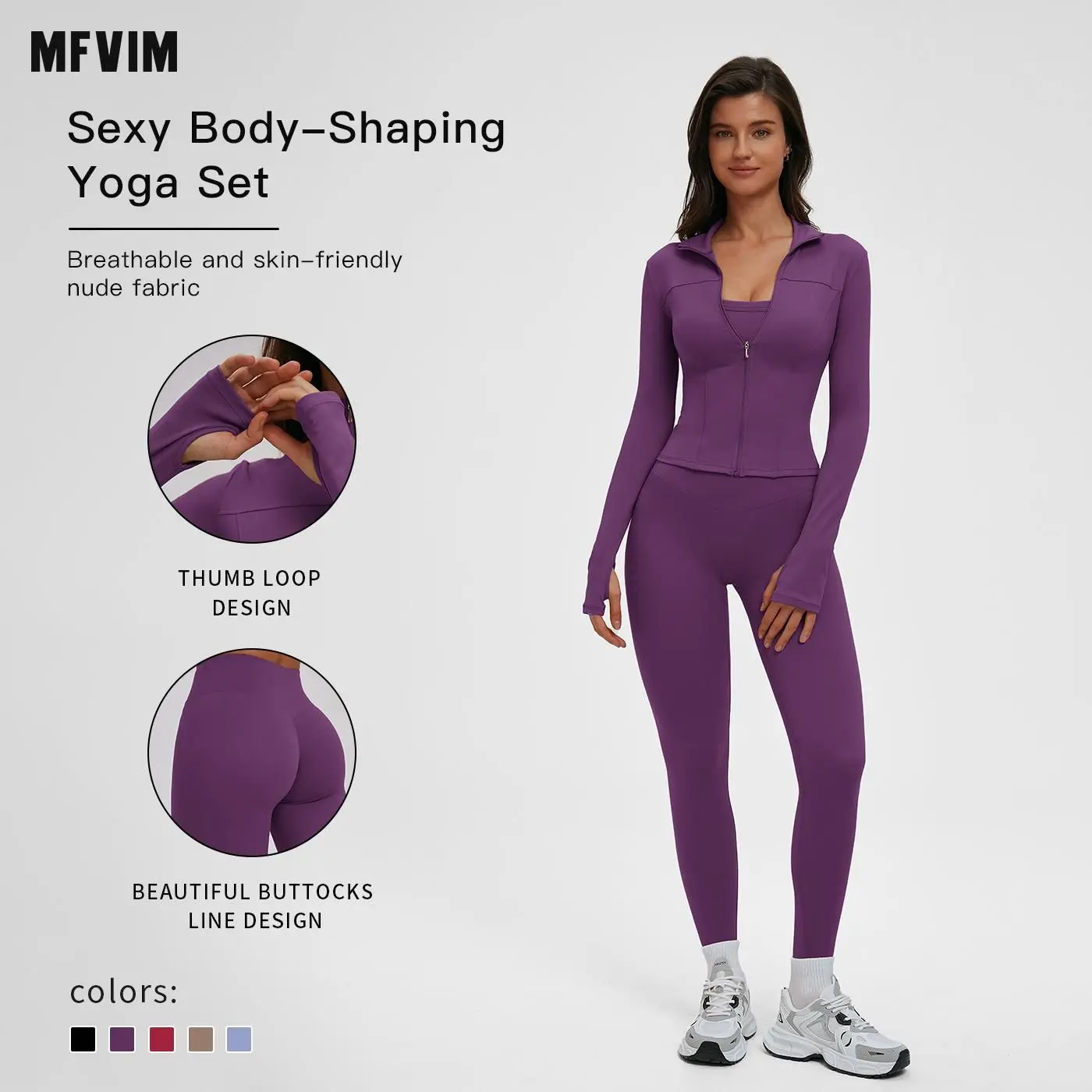 MFVIM Women's 2-Piece Workout Set, Sweat-Dry Fast Fleece-Like Tracksuit with Long Sleeve Quarter-Zip Top and Pants for Fitness, Quick-Dry, Outdoor Run Ready