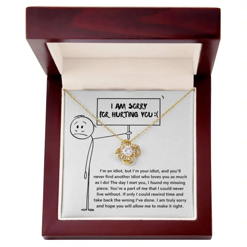 Apology Gift for Girlfriend, Wife, Soulmate - Sorry, Missing Piece - Love Knot Pendant Necklace, Elegant & Trendy Necklaces for Every Occasion - Perfect for Gifts, Daily Wear, or Special Events | Shop Now!