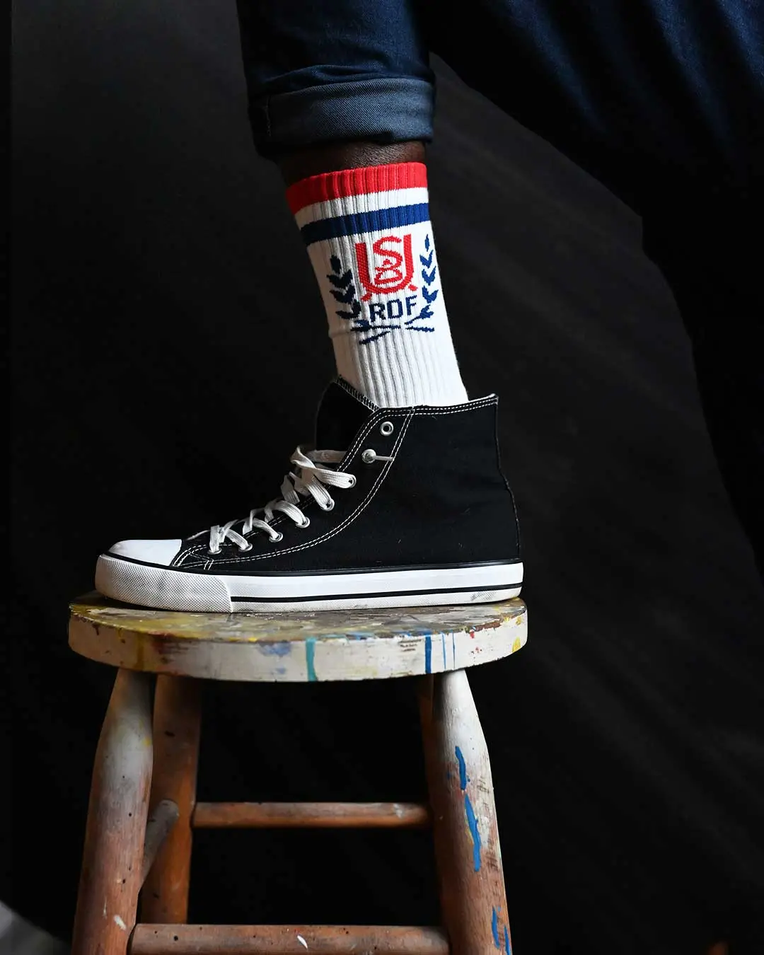 ROF USA Games White Socks, Polyester, Knit