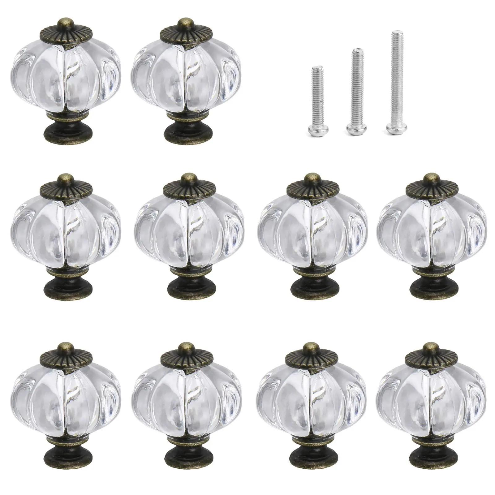 Pumpkin Knobs  Clear Cabinet Set Of 10 Vintage Decorative Handles Pulls For Doors Closet Drawers Dresser Cupboard Kitchen Furniture Or Room