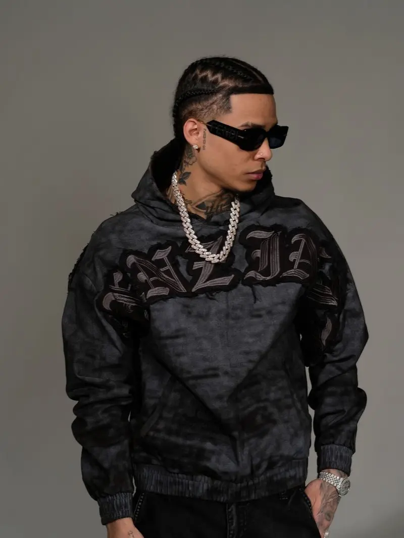 GZ BLACK PATCHWORK HOODIE