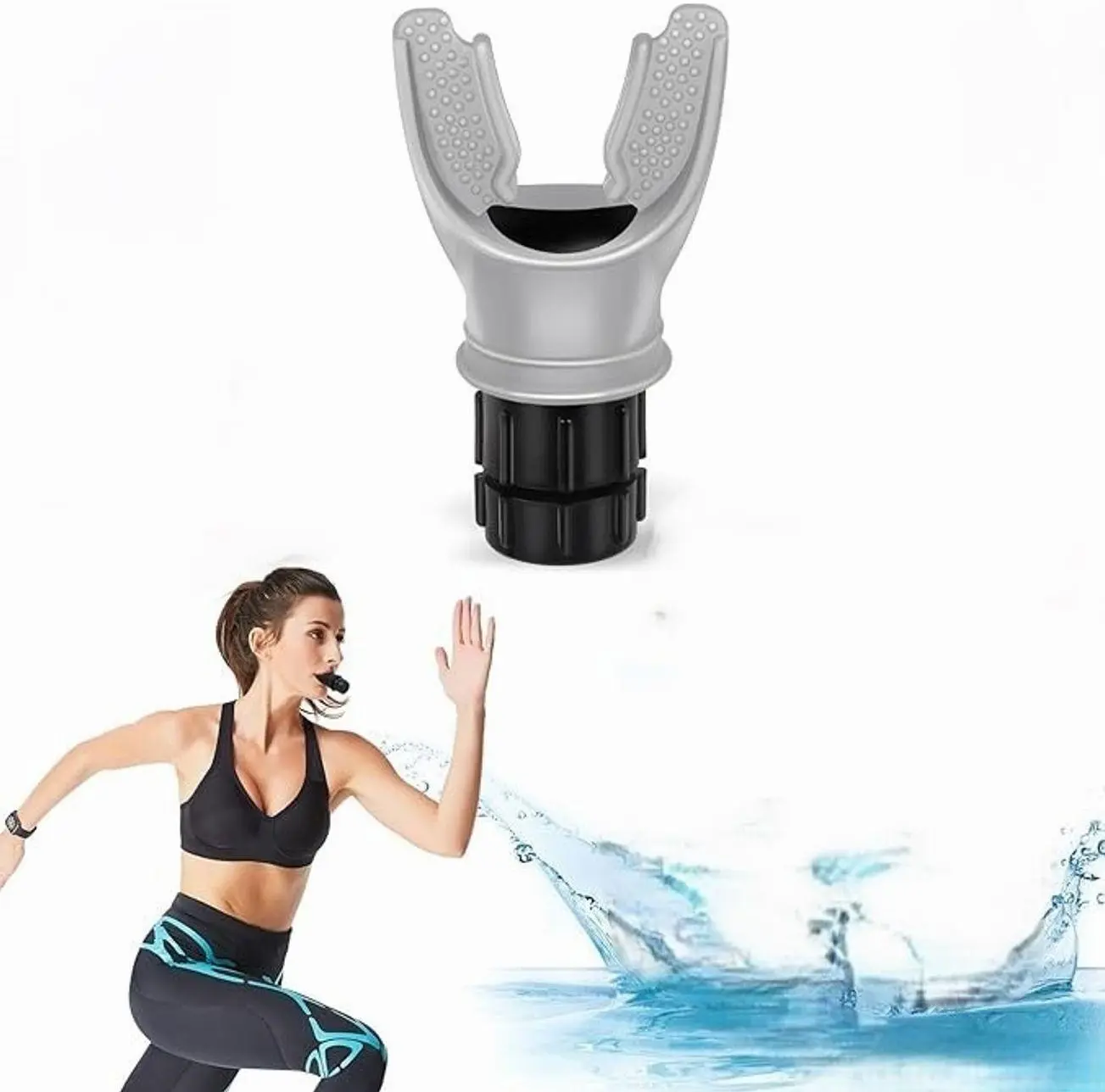 Breathing Trainer Device, Adjustable Resistance Exerciser, Silicone Mouthpiece for Fitness Training, Lightweight Portable Grey Tool