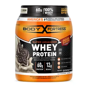 (A)Body Fortress Super Advanced Whey Cookies N’ Creme Protein Powder – High Protein for Muscle Building & Recovery, 60g Protein, 12g BCAAs, 1.78 lb