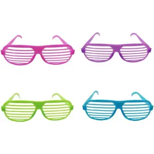Household daily necessities VIGUEUR Plastic Shutter Glasses Shades Sunglasses, 4PCS Neon Glasses (Purple,Green,Red,Blue)