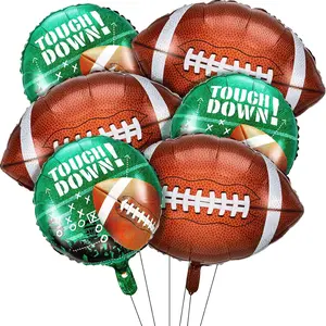 26 & 18 Inch Football Balloons Set Football Party Decorations Sports Foil Rugby Ball Balloons for Birthday Tailgate Game Day, Sports Event(6 Pieces)