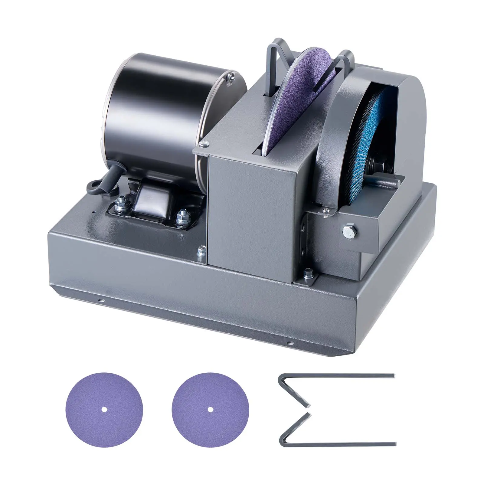 【summerfinds】VEVOR Lawn Mower Blade Sharpener, 1/2HP Lawnmower Blades Grinder with 7" Flap Wheel & 9" Ceramic Grinding Wheel, 30° or 40° Blade Sharpening Machine for High Lift, Low Lift, Gator & Flat Blades