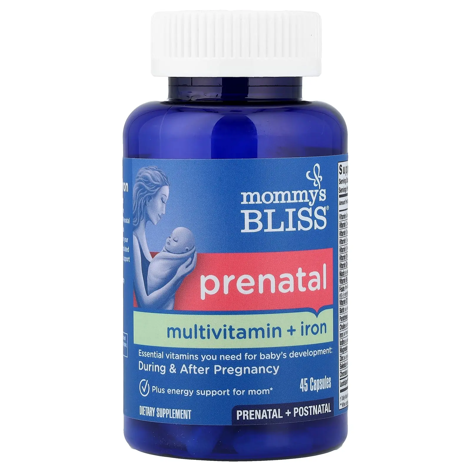 Mommy's Bliss Prenatal Multivitamin + Iron, 45 Capsules | HSA/FSA Eligible