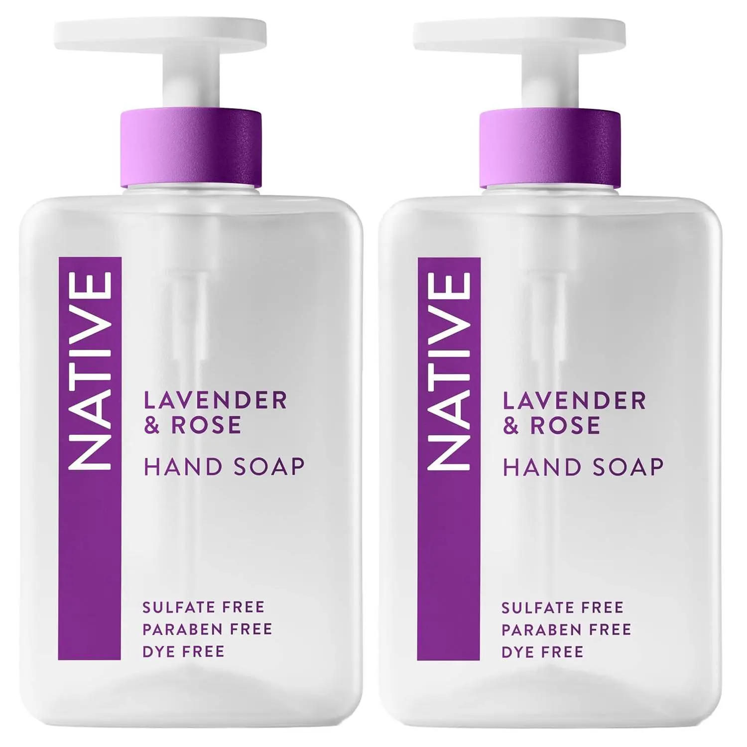 Liquid Hand Soap, Calming Lavender & Rose Scent - Gentle & Non-Drying Plant-Based Cleanser for Soft Hands, Cruelty Free, Sulfate & Benzalkonium Chloride Free for Adults, Native, Artificial Color Free