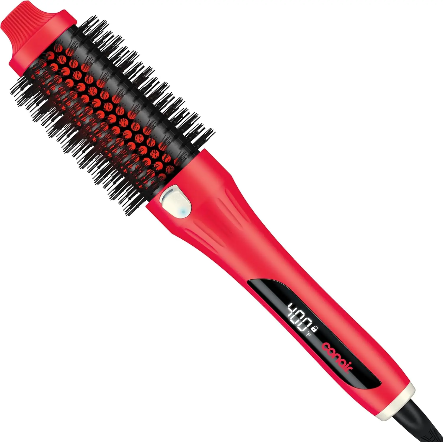 Infiniti PRO CONAIR 1.5 Inch Infrared Thermal Brush - Ionic Heated Hair Styler with 4 Heat Settings up to 400°F, Ceramic Barrel for Volume and Curls, Digital Hot Brush, Berry