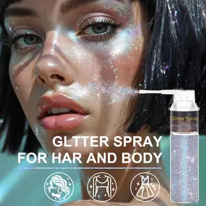 Hair and Body Glitter Spray, 1PC Hair Glitter Extra Fine Face Shimmer Powder for Clothes, Festival Loose Sparkle Powder for Rave Clothes Nail Art Easter Halloween Crafts