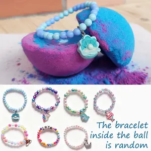 120g Large Bubble Bath Bomb for Girls, Natural Handmade Bath Salt Ball, with Surprise Jewelry Bracelet inside, Gift for  Christmas, Easter, Birthday, Princess Party Souvenirs -1 pack Bubblebath