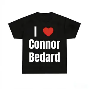 Game Day Apparel Casual Cotton Tee Featuring I Heart Connor Bedard for Enthusiasts with Graphic Design