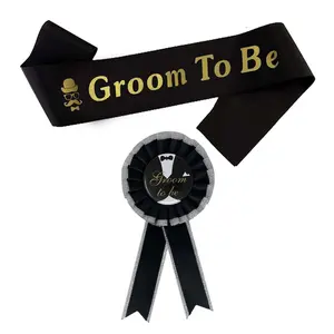 2 Pack Bachelor Party Sash and Badge - Ultimate Groom Gear 'Groom To Be' Sash and Badge Set - Satin Sash and Ribbon Badge- Bach Party Decor