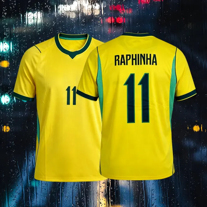 2026 New Home Yellow Away Blue No.10 Neymar Vinicius No.11 Raphinha Short-Sleeved Soccer Jerseys