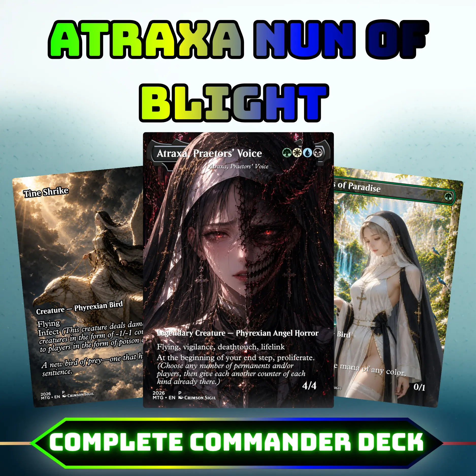 Atraxa Nun of Blight Commander Deck | Infect Proliferate | 100 Cards + Tokens | Custom Proxy Cards