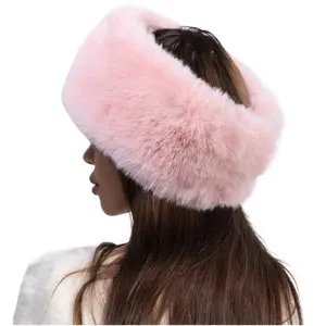 1PC Women’s Solid Black Fuzzy Headband | Fluffy Winter Earwarmer Hairband, Cozy Empty-Top Hat Style for Cold Weather Outfits