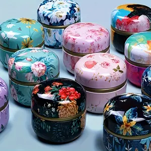 Portable Powder Puff and Powder Box Suit - Travel Pack of Empty Cosmetic Containers for Face Powder, Women's Essential Beauty Accessories Pink Blue Canister Bottles Tin Organiser