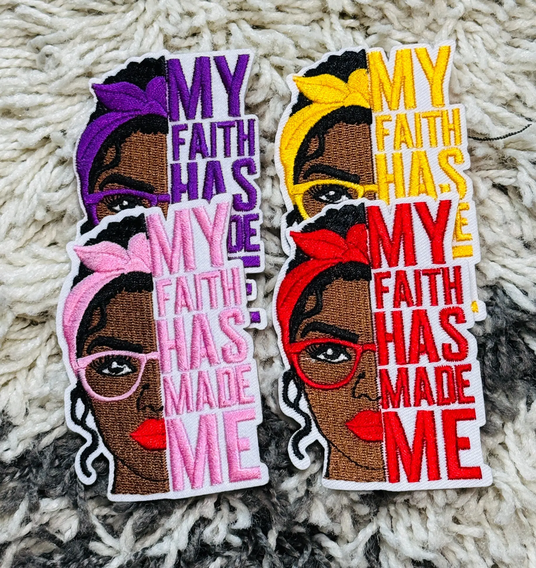 Faith-Based Embroidered Christian Motif Fabric Patch, Bible Verse "My Faith Has Made Me" Inspirational Multi-Color Sewing Supply