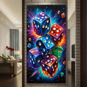 Dice Pattern DIY Diamond Arts Colorful Painting Kit without Frame, DIY 5D Diamond Arts Colorful Painting Kit, Wall Art Decor for Home Living Room Bedroom, Diamond Painting Kits