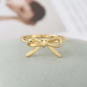 Polished Bow Knot Ring for Women, Y2K Style Adjustable Fashion Jewelry, Personalized Birthday & Holiday Gift