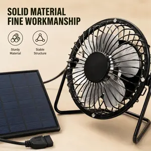 Solar panel portable cooling fan set with photovoltaic solar panels for outdoor camping